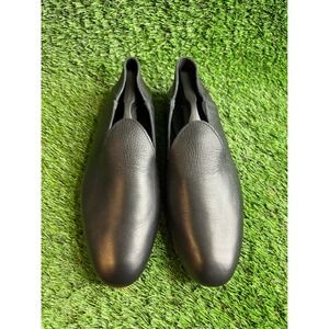 OSAY La Man in Black Loafer Black Grain Leather Handmade Slip On Shoes Mens 43